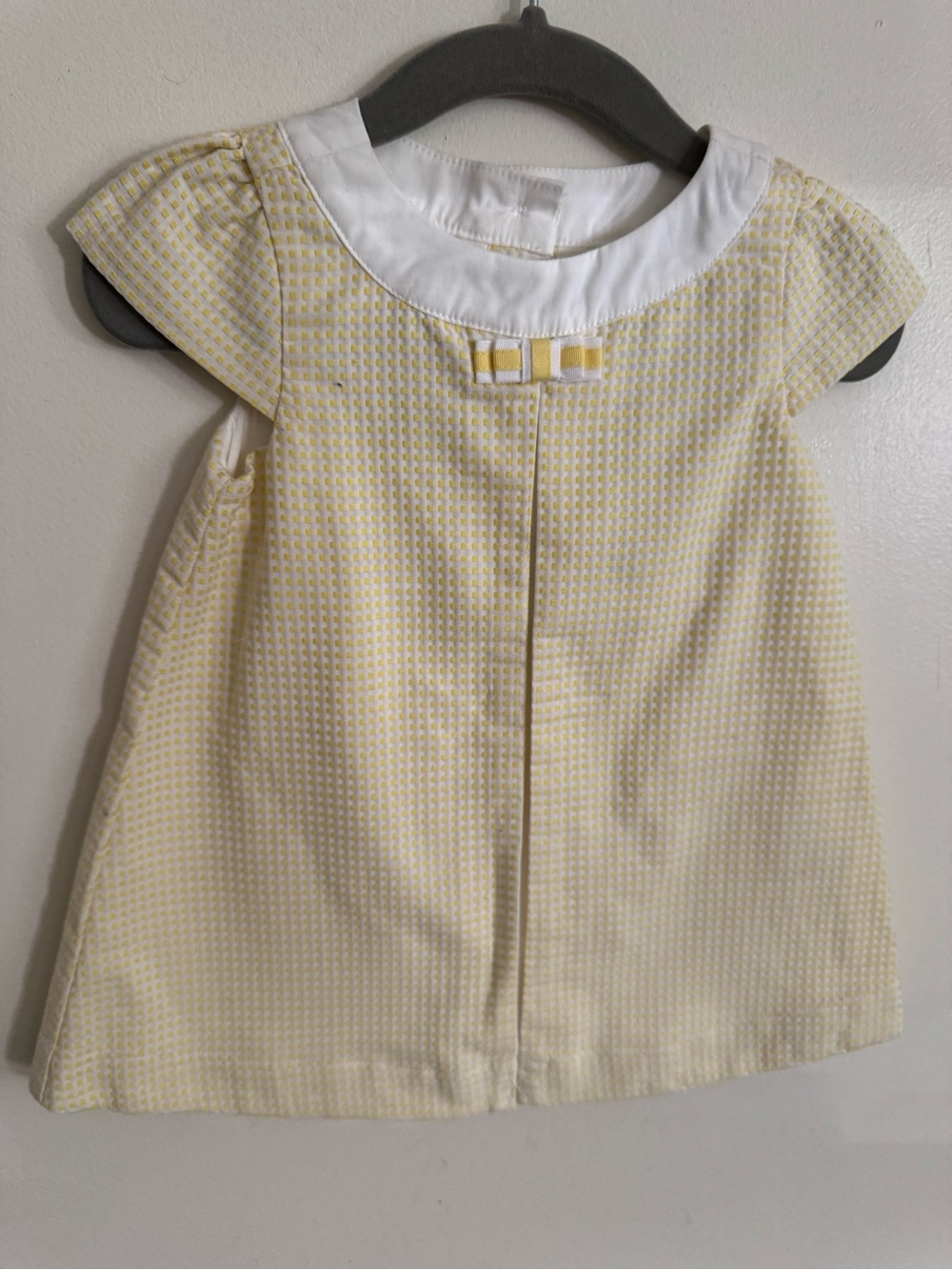 NWT Janie and Jack Yellow Gingham Bow-Detail Girls Dress and Bloomers
